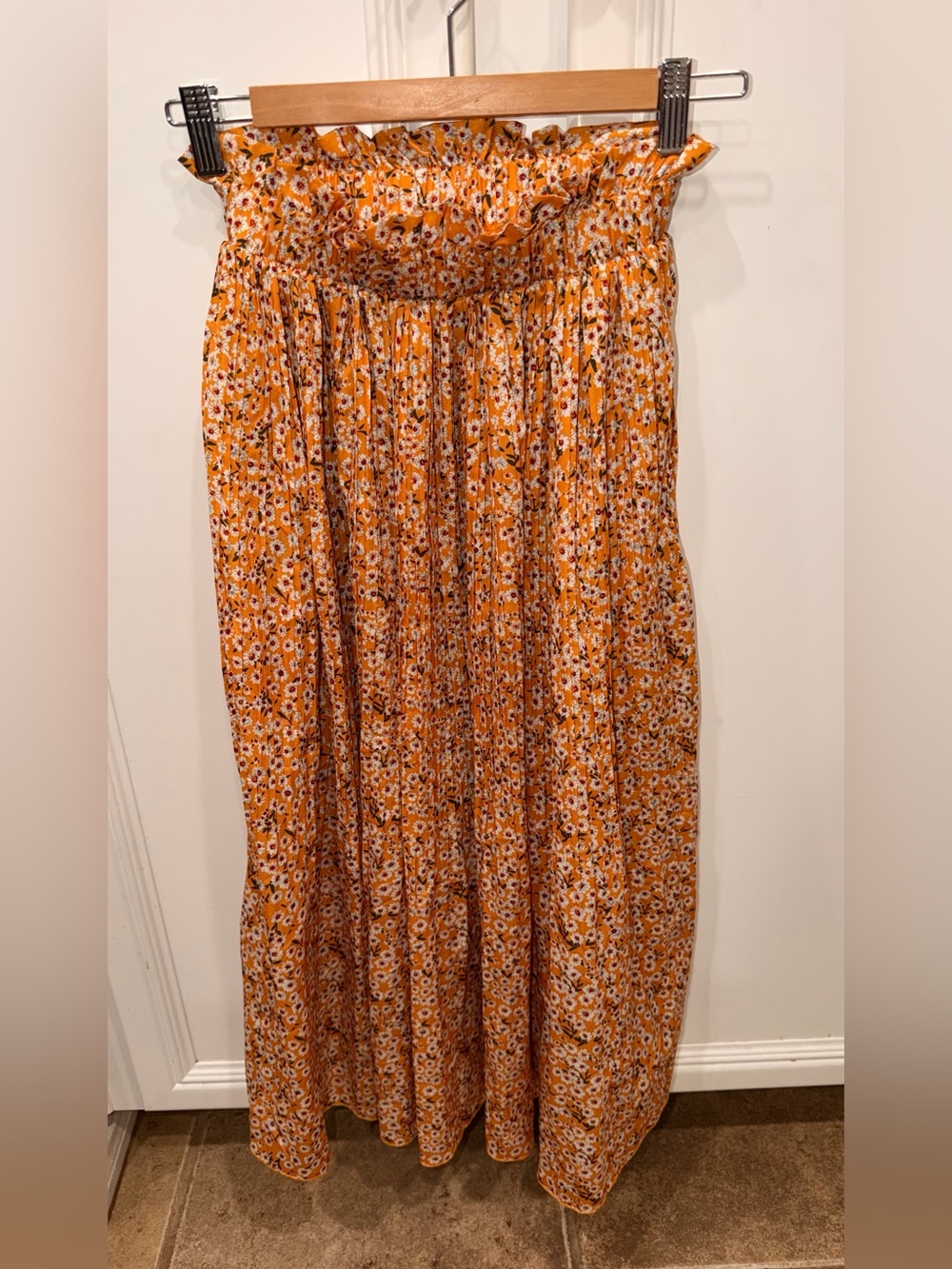 Women’s Floral Orange Maxi Skirt